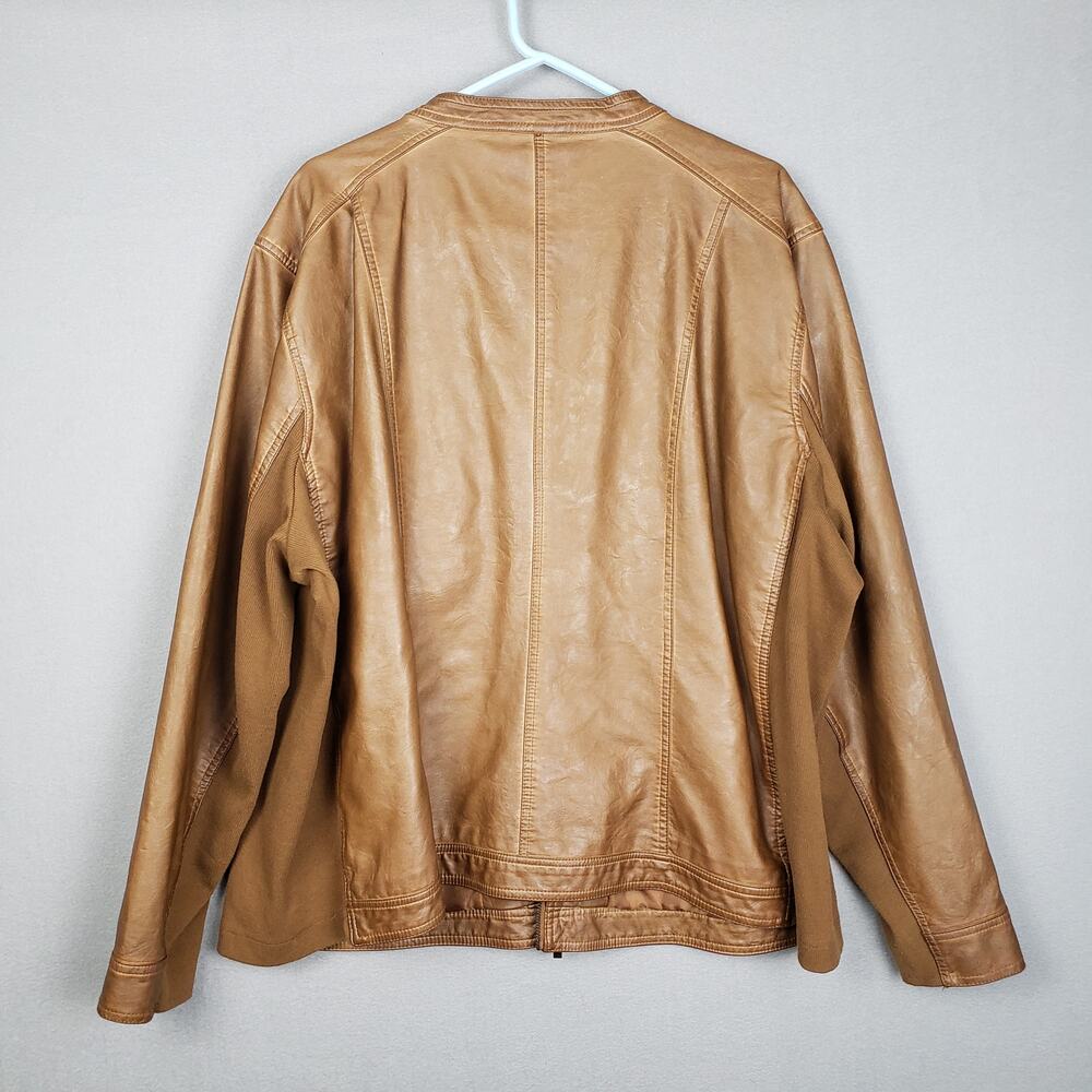 Maurices 4X Faux Leather Moto Jacket Carmel Brown Comfort Stretch Fall Staple - Picture 2 of 13